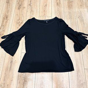 WHBM Bell Sleeve with ties Black Top Size M